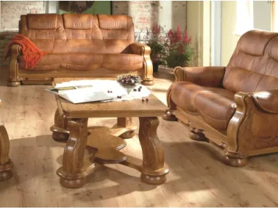 Detail produktu PYKA Cezar II kožená dvojsedačka drevo D3 / svetlohnedá (S45)