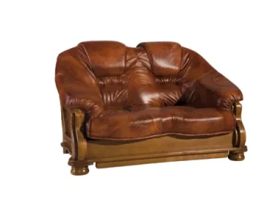 PYKA Lord kožená dvojsedačka drevo D3 / hnedá (S41)