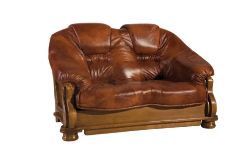 PYKA Lord kožená dvojsedačka drevo D3 / hnedá (S41)