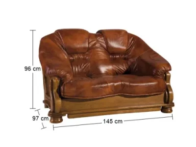 Detail produktu PYKA Lord kožená dvojsedačka drevo D3 / hnedá (S41)