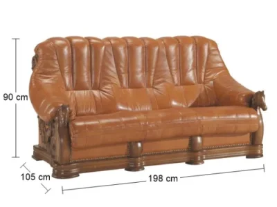 Detail produktu PYKA Oskar kožená trojsedačka drevo D3 / svetlohnedá (DTS50)