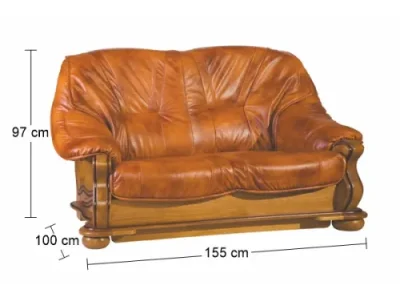 Detail produktu PYKA Parys kožená dvojsedačka drevo D3 / svetlohnedá (S45)