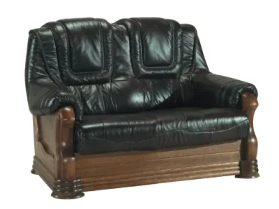 PYKA Aneta II kožená dvojsedačka drevo D3 / tmavohnedá (DTS53)