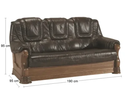 Detail produktu PYKA Aneta II kožená trojsedačka drevo D3 / tmavohnedá (DTS53)