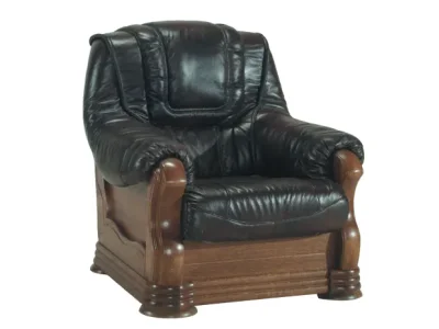 PYKA Aneta II kožené kreslo drevo D3 / tmavohnedá (DTS53)