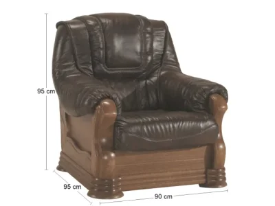 Detail produktu PYKA Aneta II kožené kreslo drevo D3 / tmavohnedá (DTS53)