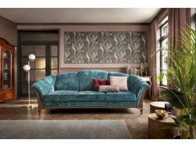 TARANKO Lagos LA-SFS rustikálna trojsedačka s rozkladom tyrkysová (A10 2125) / dub Lagos