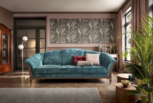 TARANKO Lagos LA-SFS rustikálna trojsedačka s rozkladom tyrkysová (A10 2125) / dub Lagos