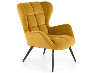 HALMAR Tyrion kreslo (ušiak) horčicová / čierna