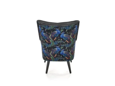 Detail produktu HALMAR Pagoni kreslo čierna / vzor pávy