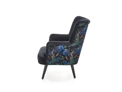 Detail produktu HALMAR Pagoni kreslo čierna / vzor pávy