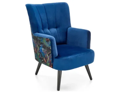 HALMAR Pagoni kreslo granátová / čierna / vzor pávy