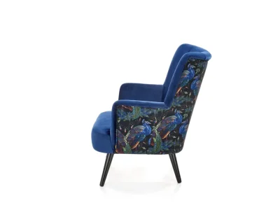 Detail produktu HALMAR Pagoni kreslo granátová / čierna / vzor pávy