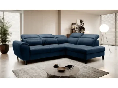 NABBI Nebia P rohová sedačka s rozkladom a úložným priestorom tmavomodrá