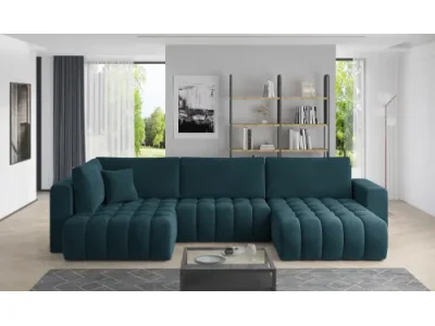 NABBI Brava U L rohová sedačka u s rozkladom tmavomodrá