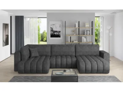 NABBI Brava U L rohová sedačka u s rozkladom tmavosivá