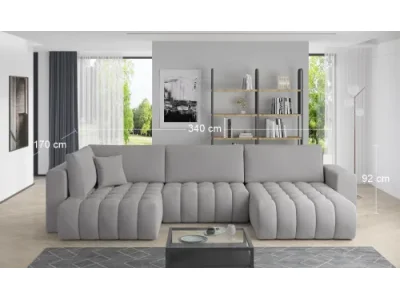 Detail produktu NABBI Brava U L rohová sedačka u s rozkladom svetlosivá