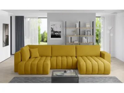 NABBI Brava U L rohová sedačka u s rozkladom horčicová