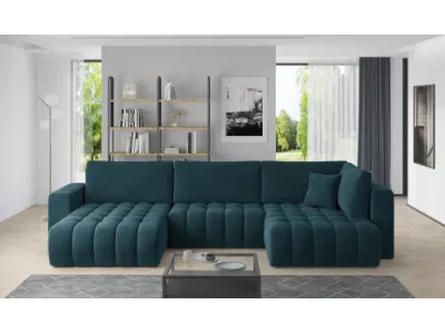 NABBI Brava U P rohová sedačka u s rozkladom tmavomodrá