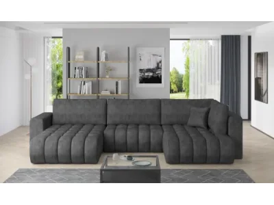 NABBI Brava U P rohová sedačka u s rozkladom tmavosivá