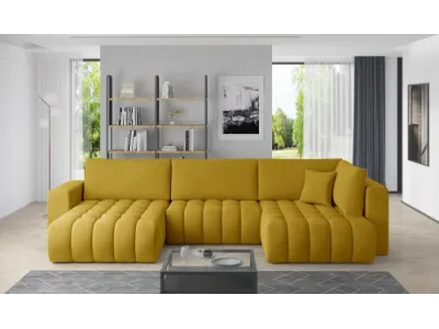 NABBI Brava U P rohová sedačka u s rozkladom horčicová