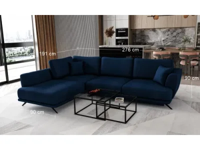 Detail produktu NABBI Leona L rohová sedačka s rozkladom a úložným priestorom tmavomodrá