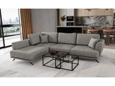 NABBI Leona L rohová sedačka s rozkladom a úložným priestorom svetlosivá