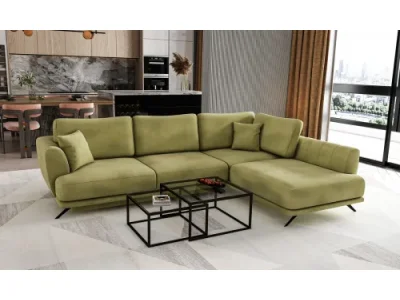 Detail produktu NABBI Leona P rohová sedačka s rozkladom a úložným priestorom svetlozelená