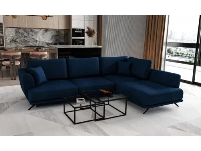 NABBI Leona P rohová sedačka s rozkladom a úložným priestorom tmavomodrá