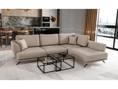 Detail produktu NABBI Leona P rohová sedačka s rozkladom a úložným priestorom béžová