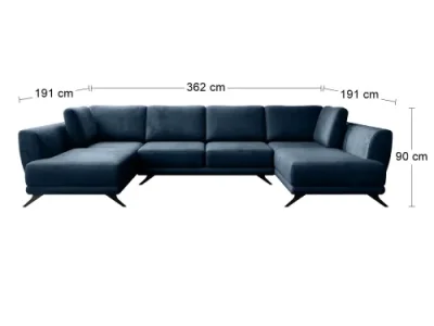 Detail produktu NABBI Liva U L/P rohová sedačka u s rozkladom a úložným priestorom tmavomodrá