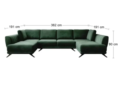 Detail produktu NABBI Liva U L/P rohová sedačka u s rozkladom a úložným priestorom tmavozelená