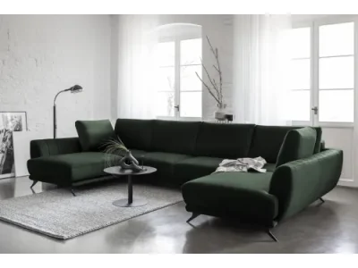 NABBI Liva U L/P rohová sedačka u s rozkladom a úložným priestorom tmavozelená