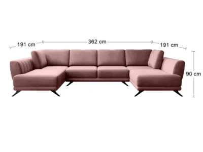 Detail produktu NABBI Liva U L/P rohová sedačka u s rozkladom a úložným priestorom tmavoružová