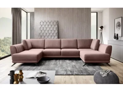 NABBI Liva U L/P rohová sedačka u s rozkladom a úložným priestorom tmavoružová