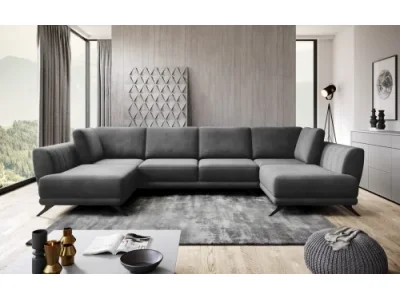 NABBI Liva U L/P rohová sedačka u s rozkladom a úložným priestorom tmavosivá