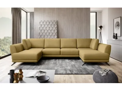 NABBI Liva U L/P rohová sedačka u s rozkladom a úložným priestorom horčicová