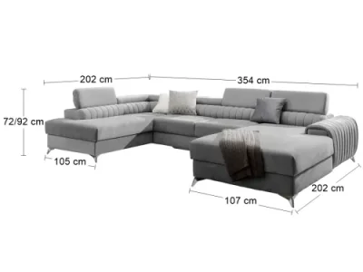 Detail produktu NABBI Lignan U L rohová sedačka u s rozkladom a úložným priestorom svetlosivá