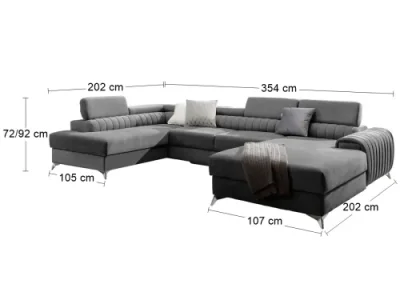 Detail produktu NABBI Lignan U L rohová sedačka u s rozkladom a úložným priestorom tmavosivá