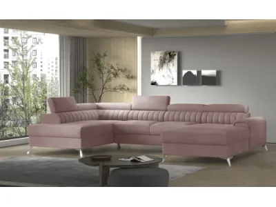 NABBI Lignan U L rohová sedačka u s rozkladom a úložným priestorom tmavoružová