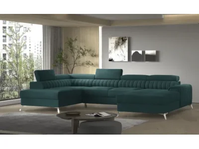 NABBI Lignan U L rohová sedačka u s rozkladom a úložným priestorom tmavozelená