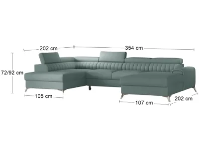 Detail produktu NABBI Lignan U L rohová sedačka u s rozkladom a úložným priestorom mentolová