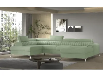 Detail produktu NABBI Lignan U L rohová sedačka u s rozkladom a úložným priestorom mentolová