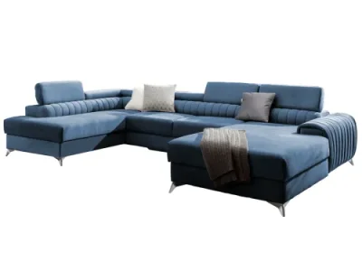 Detail produktu NABBI Lignan U L rohová sedačka u s rozkladom a úložným priestorom tmavomodrá