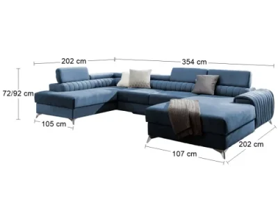 Detail produktu NABBI Lignan U L rohová sedačka u s rozkladom a úložným priestorom tmavomodrá