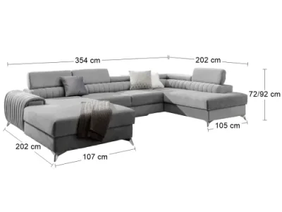 Detail produktu NABBI Lignan U P rohová sedačka u s rozkladom a úložným priestorom svetlosivá