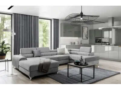 Detail produktu NABBI Lignan U P rohová sedačka u s rozkladom a úložným priestorom svetlosivá