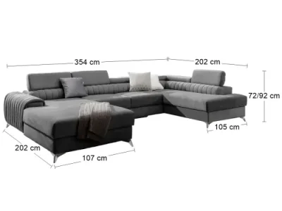 Detail produktu NABBI Lignan U P rohová sedačka u s rozkladom a úložným priestorom tmavosivá