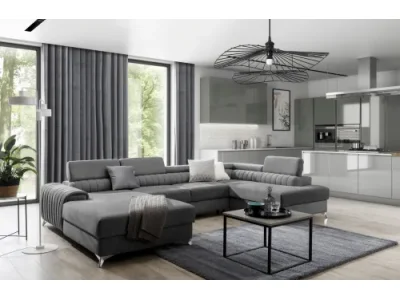 Detail produktu NABBI Lignan U P rohová sedačka u s rozkladom a úložným priestorom tmavosivá