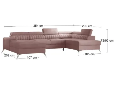 Detail produktu NABBI Lignan U P rohová sedačka u s rozkladom a úložným priestorom tmavoružová